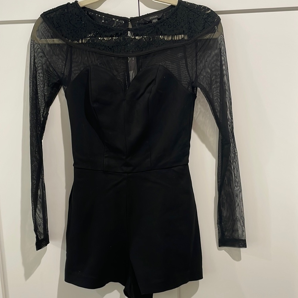 Guess Black Sheer Lace Jumpsuit Size XS
